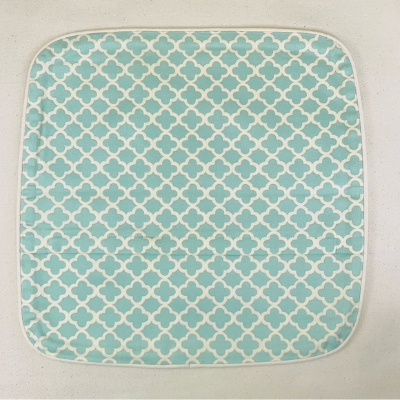 PR 16” P Kaufmann Waverly Aqua Turquoise Cream Fretwork Geometric Pillow Covers - Picture 4 of 6